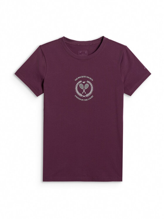 4F 4F T-Shirt SPORTS CLUB Bordowy Slim Fit