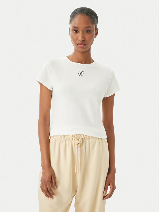 Tommy Hilfiger Tommy Hilfiger Тишърт WW0WW48710 Кремав Slim Fit