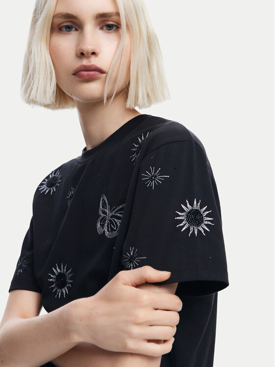 Desigual Desigual Футболка Tarot 24WWTK96 Чорний Regular Fit
