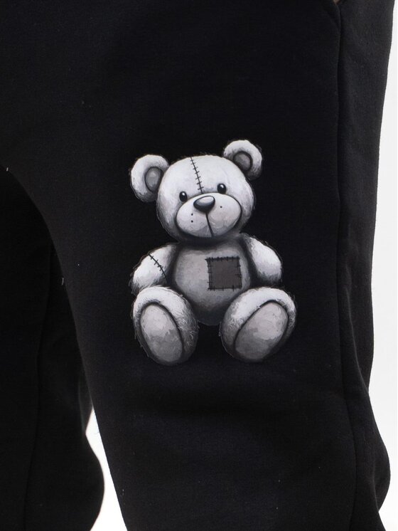 Jigga Wear Jigga Wear Spodnie dresowe Spodnie Dresowe Męskie Czarne Jigga Patch Teddy XXL Czarny Regular Fit