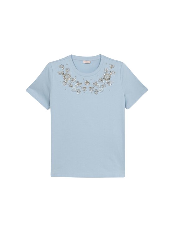 Oltre Oltre T-Shirt G403J004197N004 Turkusowy Regular Fit