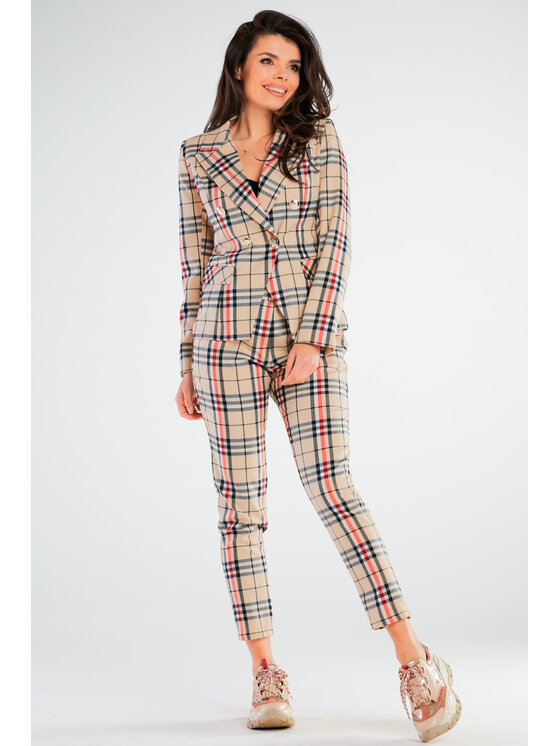 Awama Awama Marynarka A439 Beżowy Basic Fit