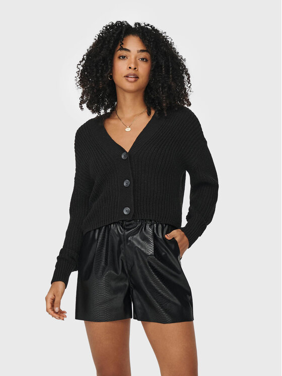 ONLY Pletena jopica Carol 15211521 Črna Relaxed Fit