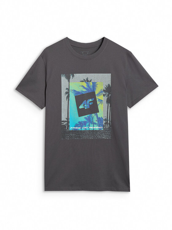 4F 4F T-Shirt FOB SUMMER Szary ciemny Regular Fit