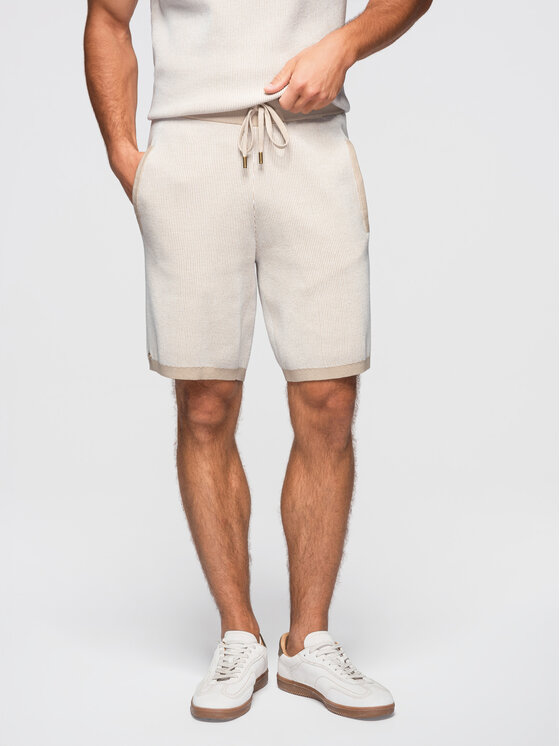 Ombre Ombre Szorty materiałowe OM-SRCS-0202 Beżowy Regular Fit