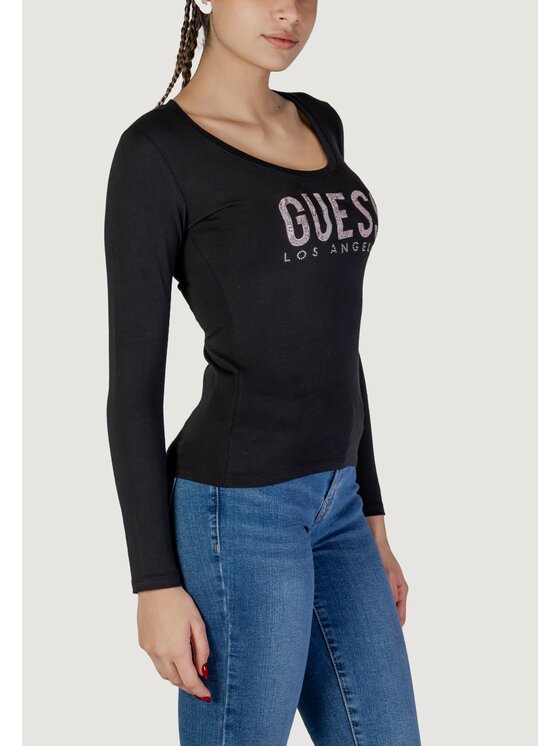 Guess Guess T-shirt LS CN PYTHON LOGO Nero Shirt Fit