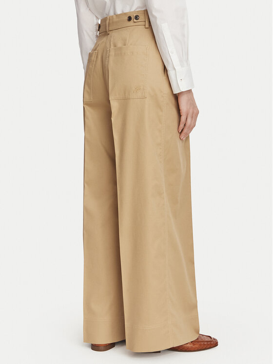 Tommy Hilfiger Tommy Hilfiger Medžiaginės kelnės Dressing WW0WW50135 Smėlio Wide Leg