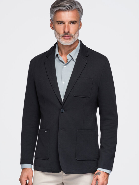 Ombre Ombre Marynarka M165 Czarny Slim Fit