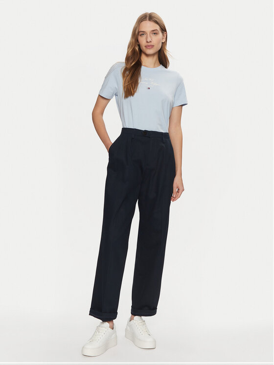 Tommy Hilfiger Tommy Hilfiger T-Shirt WW0WW43895 Světle modrá Regular Fit