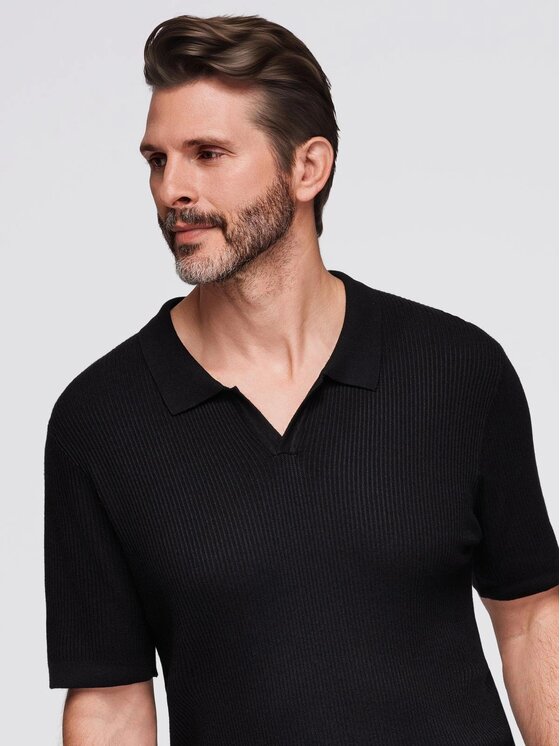 Ombre Ombre Polo OM-POSS-0160 Czarny Regular Fit