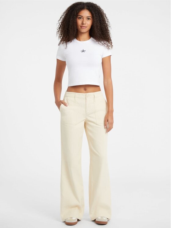 Guess Jeans Guess Jeans Kalhoty z materiálu 179727 Béžová Slim Fit