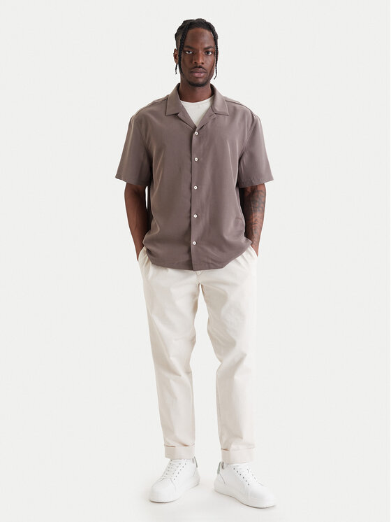 Calvin Klein Calvin Klein Košile LV04LF114G Hnědá Relaxed Fit