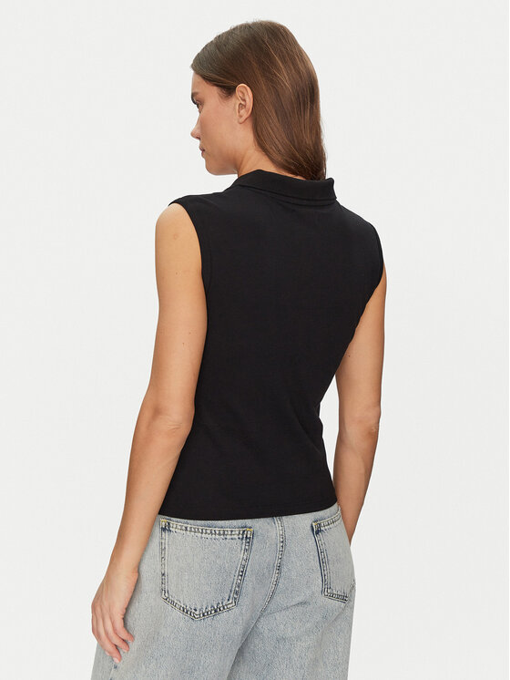 Guess Jeans Guess Jeans Тениска с яка и копчета W5GP24 KCYR1 Черен Regular Fit