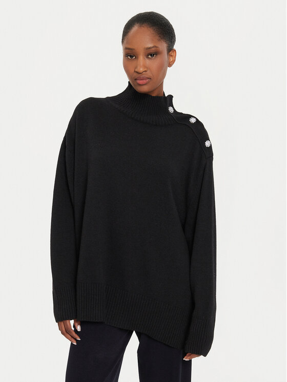 Kontatto Kontatto Rollkragenpullover 3M0170 Schwarz Relaxed Fit