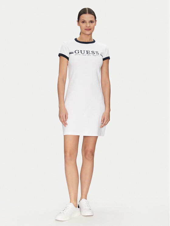 Guess Guess Rochie de zi V5GK02 KCQX1 Alb Slim Fit