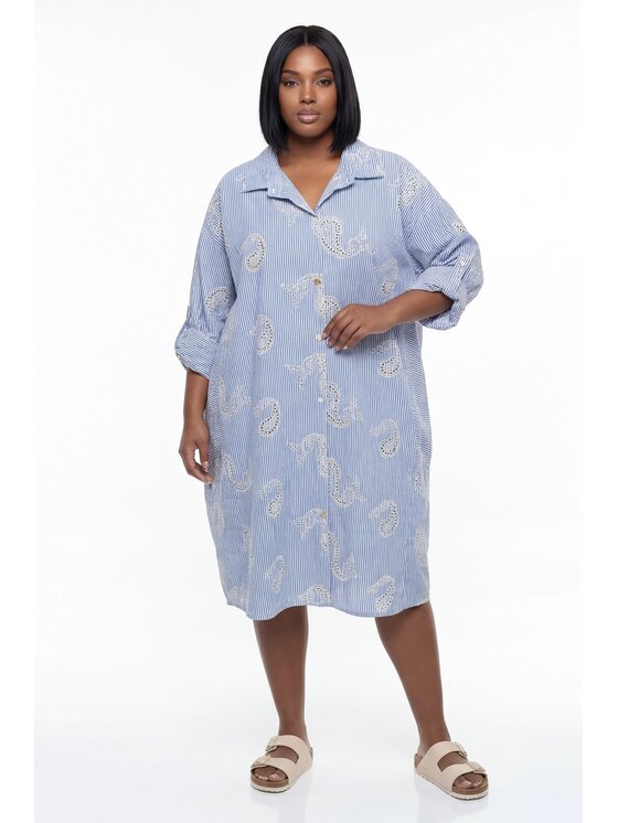 FIGL FIGL Košeľové šaty M1299 Modrá Loose Fit