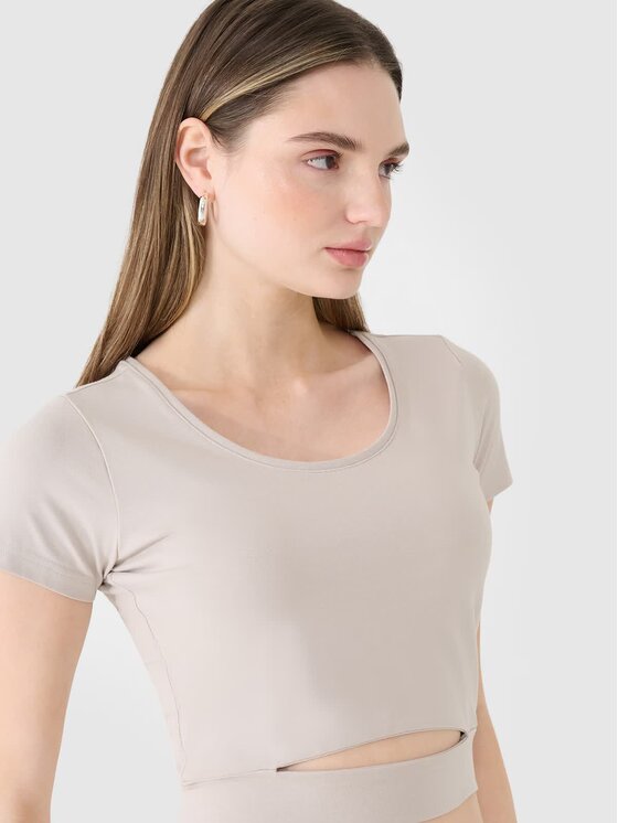 4F 4F T-shirt 4FRSS25TTSHF2695-83S Marrone Authentic Slim Fit