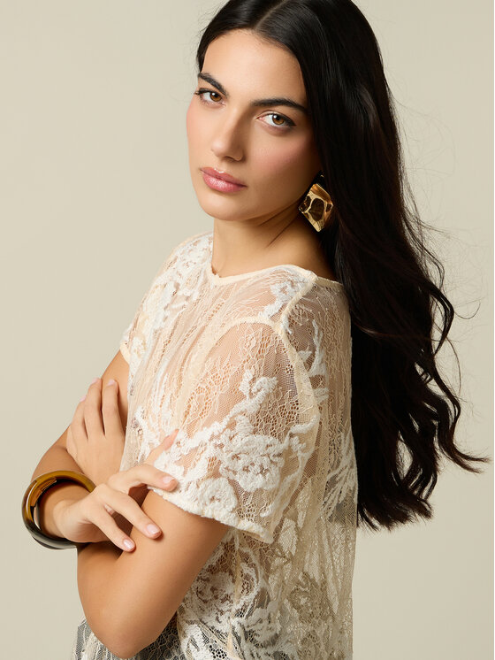 Oltre Oltre Blusa 2180J000985N021 Bianco Regular Fit