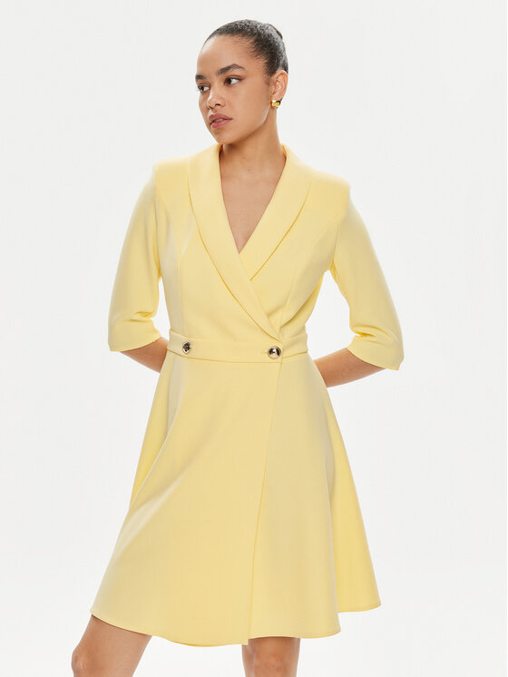 rinascimento robe de cocktail cfc0118280003 jaune regular fit
