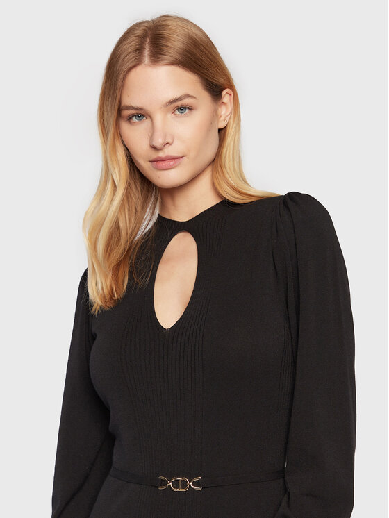 TWINSET TWINSET Pletena obleka 222TT3192 Črna Regular Fit