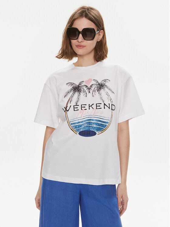 Weekend Max Mara T-krekls Viterbo 2415971032 Balts Loose Fit