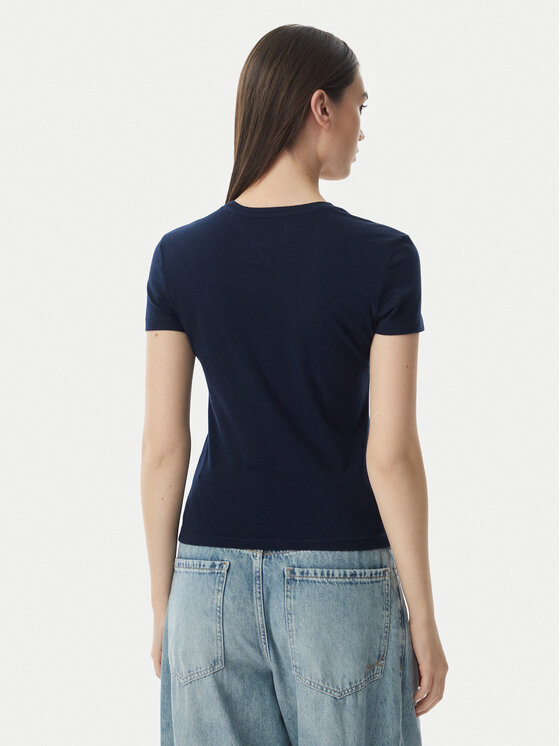Tommy Jeans Tommy Jeans T-shirt Ess Logo DW0DW23479 Tamnoplava Slim Fit
