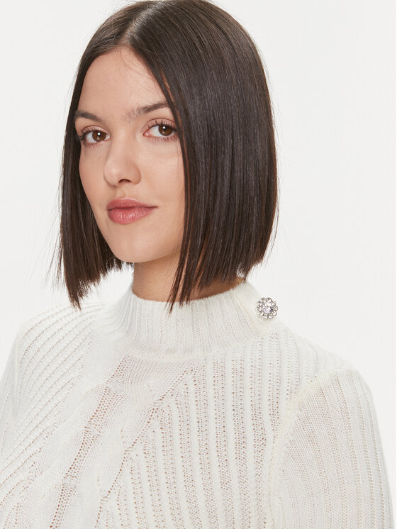 Liu Jo Liu Jo Sweter MF3223 MA95M Écru Slim Fit