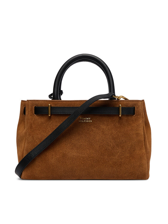 Tommy Hilfiger Tommy Hilfiger Handtasche American Icon Mini Tote Suede Le AW0AW18202 Hellbraun