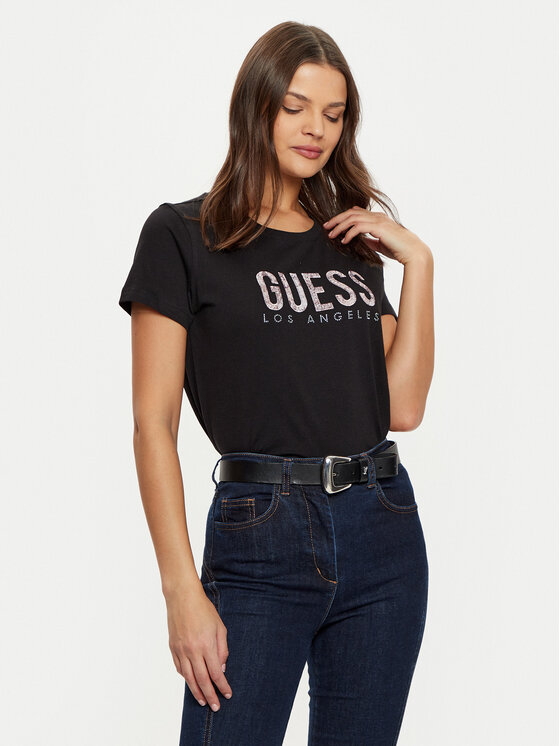 Guess Guess Tricou W5RI19 I3Z14 Negru Regular Fit