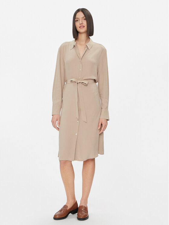 Tommy Hilfiger Tommy Hilfiger Rochie tip cămașă WW0WW40563 Bej Regular Fit