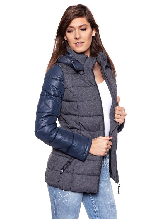 Tom Tailor Tom Tailor Kurtka damska MATERIAL MIX JACKET Niebieski Regular Fit