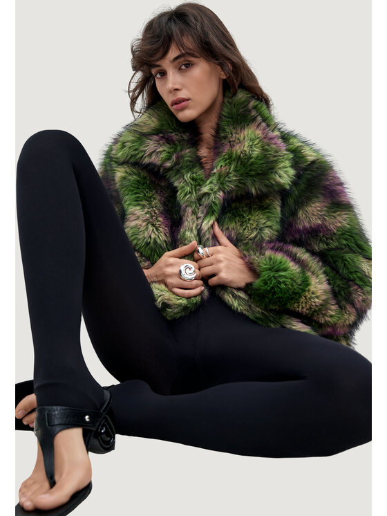 Desigual Desigual Futro FAKE FUR_CAMOMILLE_LA Zielony Mom Fit