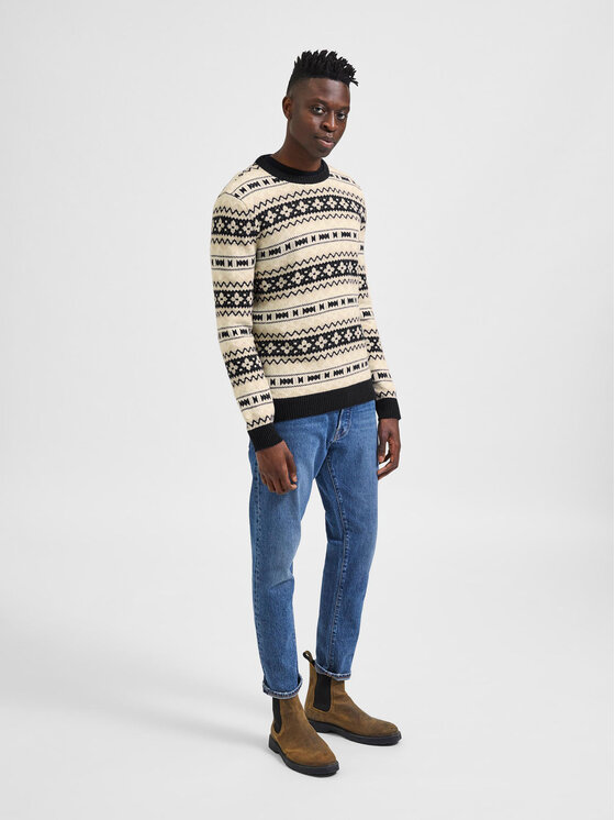 Selected Homme Selected Homme Sweter Faroe 16086654 Beżowy Relaxed Fit