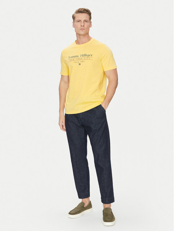 Tommy Hilfiger Tommy Hilfiger T-shirt Center Stack MW0MW38621 Žuta Regular Fit