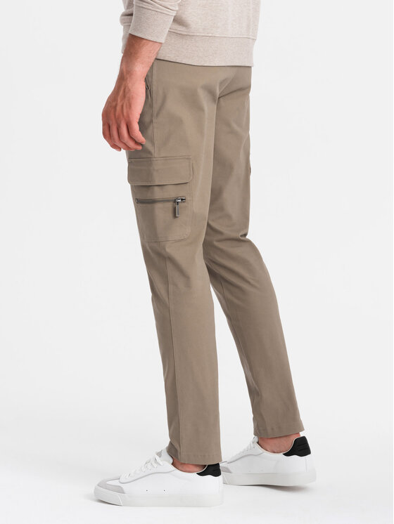 Ombre Ombre Spodnie dresowe OM-PACG-0204 Khaki Regular Fit