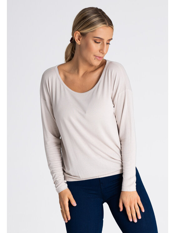 FIGL FIGL Bluzka M981 Beżowy Regular Fit