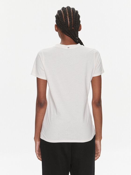 BOSS Boss Majica Elogobadge 50517925 Écru Slim Fit