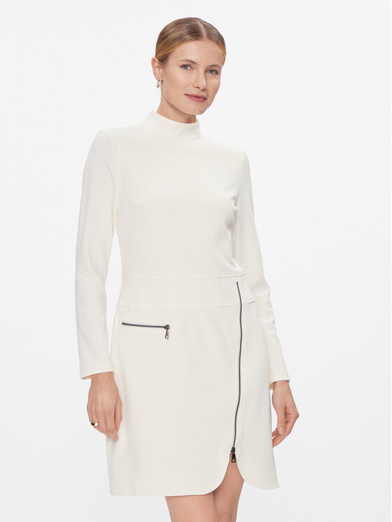 DKNY Koktejlové šaty DD3J1430 Écru Regular Fit