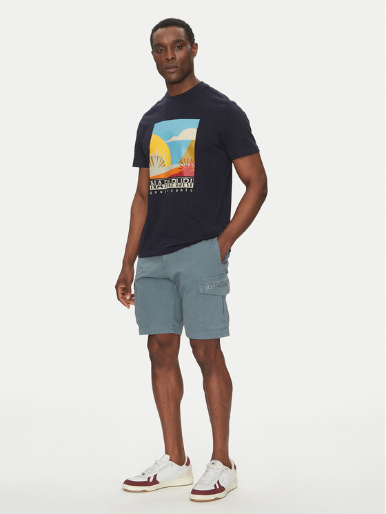 Napapijri Napapijri Шорти з тканини N-Deline NP0A4HOT Голубий Regular Fit