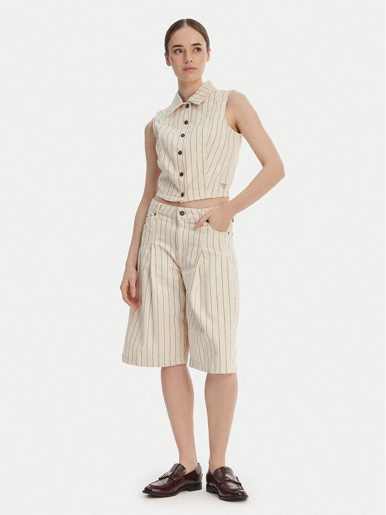 Guess Jeans Guess Jeans Дънкови шорти W6GDY5 D7961 Екрю Loose Fit