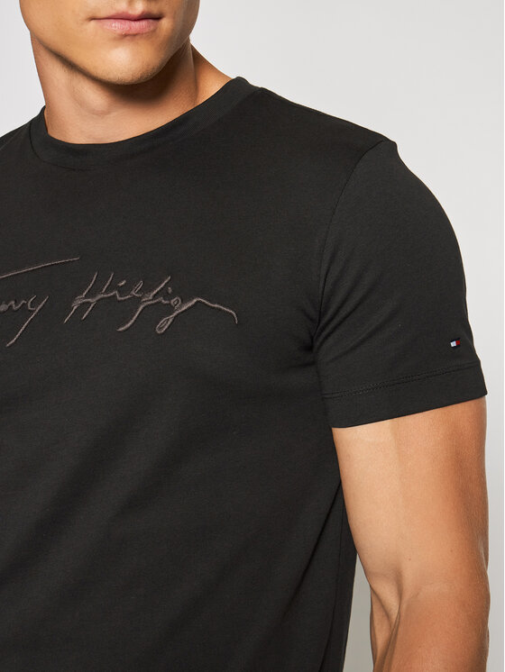Tommy Hilfiger T-Shirt Signature Graphic MW0MW18729 Czarny Regular Fit •  Modivo.pl