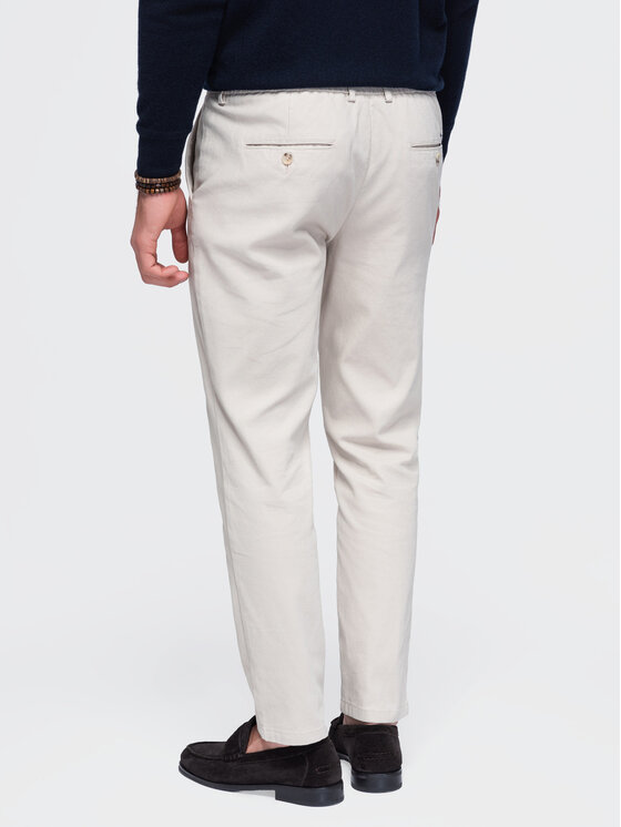 Ombre Ombre Chino kalhoty OM-PACP-0309 Krémová Slim Fit