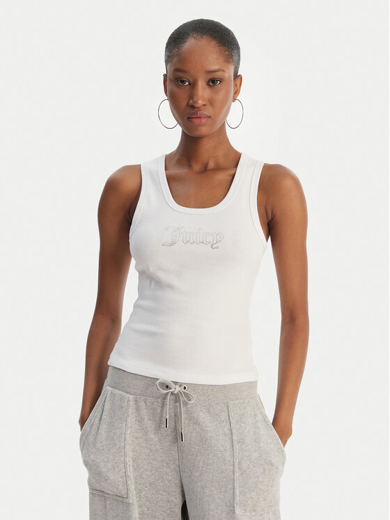 Juicy Couture Top Thin Strap JCWLV126308 Alb Slim Fit