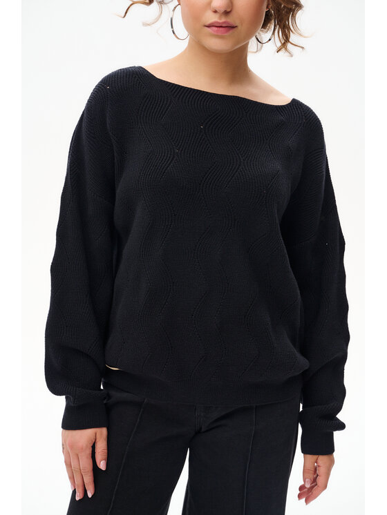 blue shadow blue shadow Sweter Reso Czarny Regular Fit