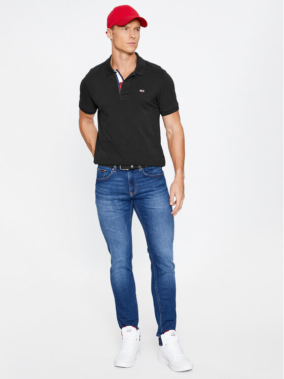 Tommy Jeans Tommy Jeans Тениска с яка и копчета DM0DM15370 Черен Slim Fit