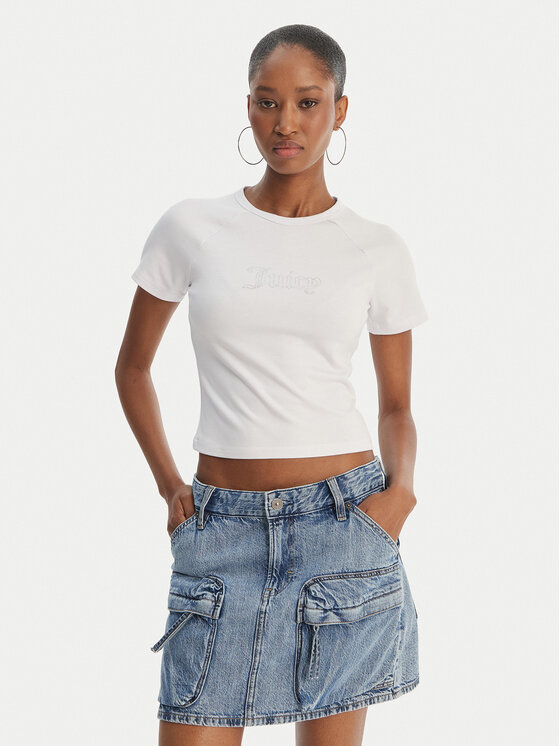 Juicy Couture Tricou Baby JCWCT126317 Alb Slim Fit