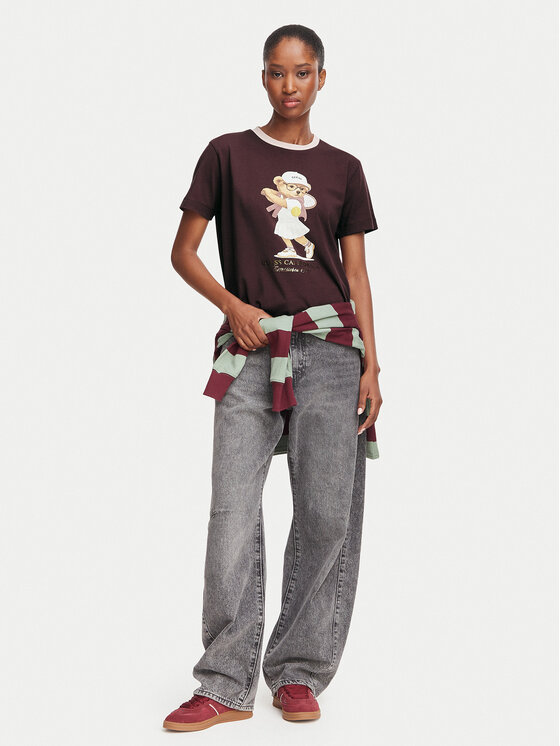 Guess Guess T-Shirt V6BI14 K6742 Bordowy Regular Fit
