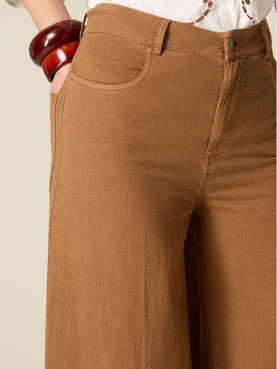 Oltre Oltre Spodnie materiałowe P016R008951N022 Brązowy Baggy Fit