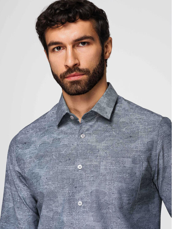 Ombre Ombre Koszula K701 Szary Regular Fit