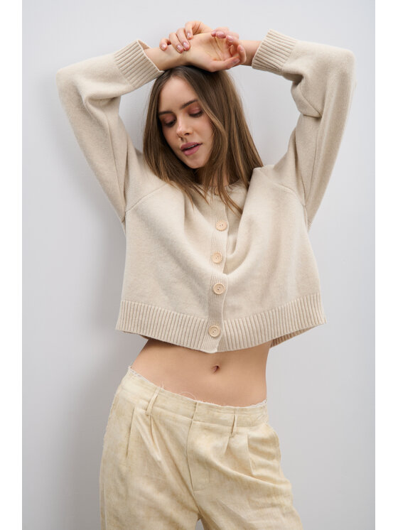 Fobya Fobya Kardigan F2114 Beżowy Basic Fit
